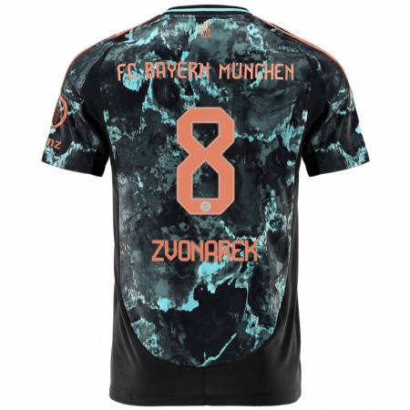 Kandiny Hombre Camiseta Lovro Zvonarek #8 Negro 2ª Equipación 2024/25 La Camisa Chile