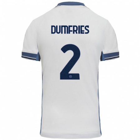 Kandiny Hombre Camiseta Denzel Dumfries #2 Blanco Gris 2ª Equipación 2024/25 La Camisa Chile