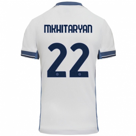 Kandiny Hombre Camiseta Henrikh Mkhitaryan #22 Blanco Gris 2ª Equipación 2024/25 La Camisa Chile