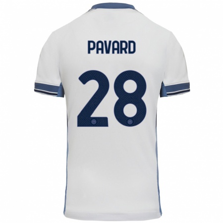 Kandiny Hombre Camiseta Benjamin Pavard #28 Blanco Gris 2ª Equipación 2024/25 La Camisa Chile