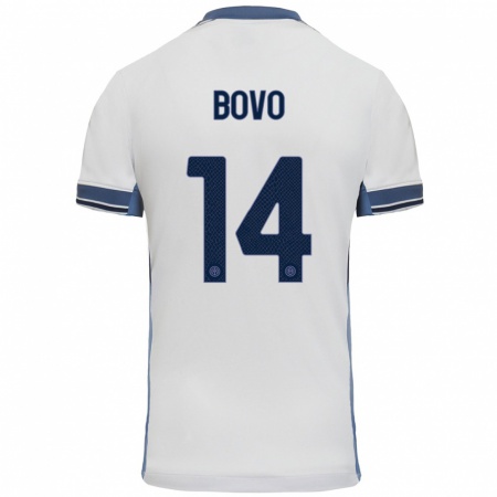 Kandiny Hombre Camiseta Leonardo Bovo #14 Blanco Gris 2ª Equipación 2024/25 La Camisa Chile