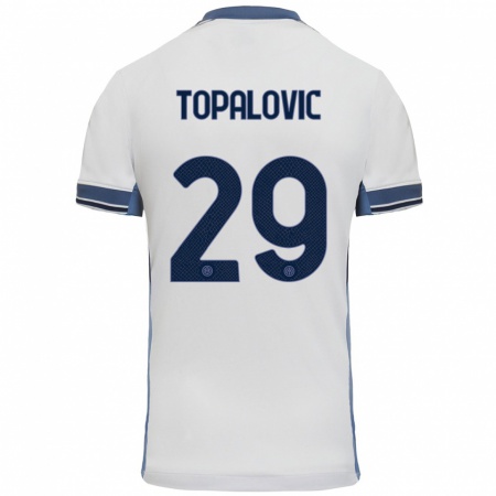 Kandiny Hombre Camiseta Luka Topalovic #29 Blanco Gris 2ª Equipación 2024/25 La Camisa Chile