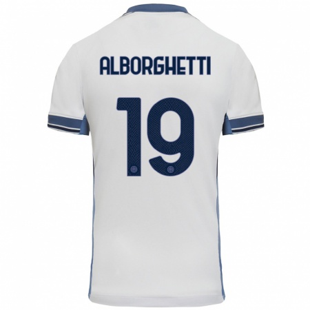 Kandiny Hombre Camiseta Lisa Alborghetti #19 Blanco Gris 2ª Equipación 2024/25 La Camisa Chile