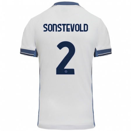 Kandiny Hombre Camiseta Anja Sonstevold #2 Blanco Gris 2ª Equipación 2024/25 La Camisa Chile