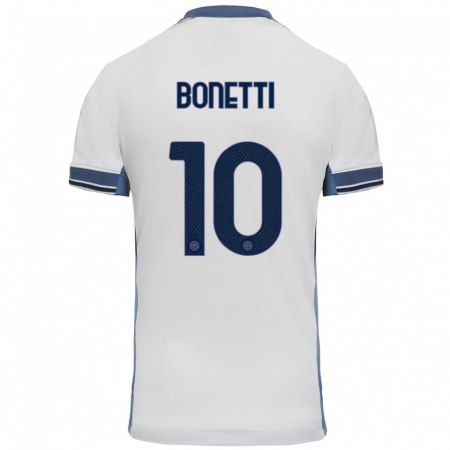 Kandiny Hombre Camiseta Tatiana Bonetti #10 Blanco Gris 2ª Equipación 2024/25 La Camisa Chile