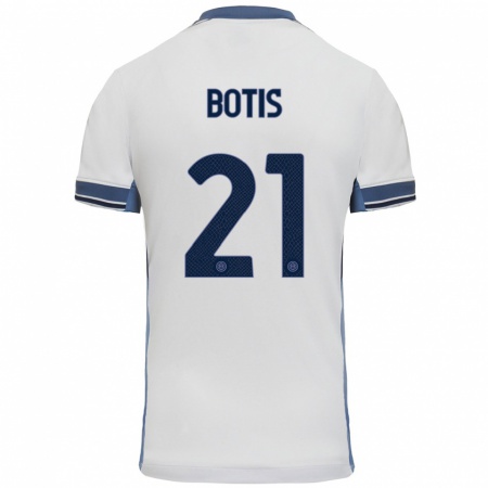 Kandiny Hombre Camiseta Nikolaos Botis #21 Blanco Gris 2ª Equipación 2024/25 La Camisa Chile