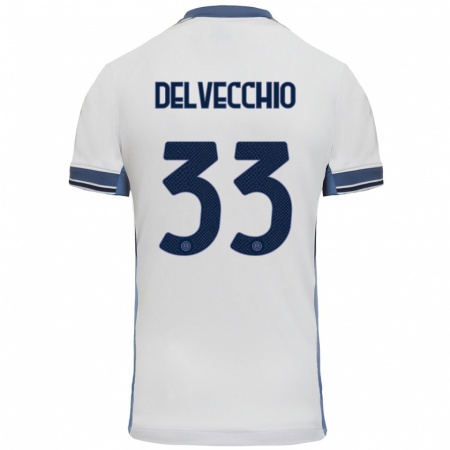 Kandiny Hombre Camiseta Gabriele Delvecchio #33 Blanco Gris 2ª Equipación 2024/25 La Camisa Chile