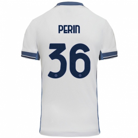 Kandiny Hombre Camiseta Nicolo Perin #36 Blanco Gris 2ª Equipación 2024/25 La Camisa Chile