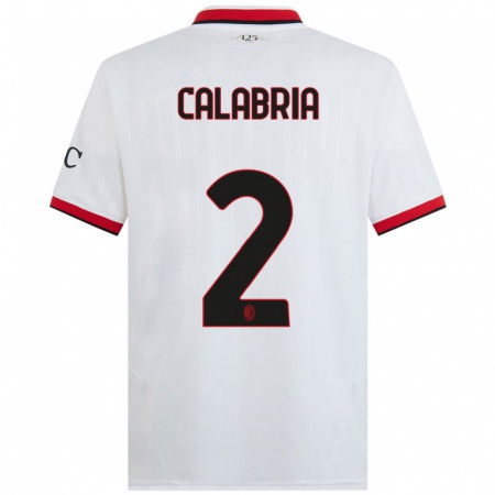 Kandiny Hombre Camiseta Davide Calabria #2 Blanco Negro Rojo 2ª Equipación 2024/25 La Camisa Chile