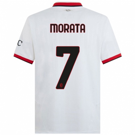 Kandiny Hombre Camiseta Álvaro Morata #7 Blanco Negro Rojo 2ª Equipación 2024/25 La Camisa Chile