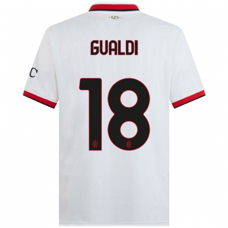 Kandiny Hombre Camiseta Andrea Gualdi #18 Blanco Negro Rojo 2ª Equipación 2024/25 La Camisa Chile