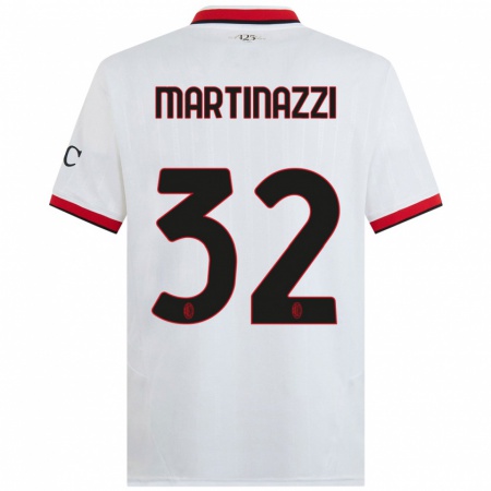 Kandiny Hombre Camiseta Luca Martinazzi #32 Blanco Negro Rojo 2ª Equipación 2024/25 La Camisa Chile