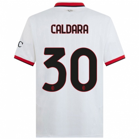 Kandiny Hombre Camiseta Mattia Caldara #30 Blanco Negro Rojo 2ª Equipación 2024/25 La Camisa Chile