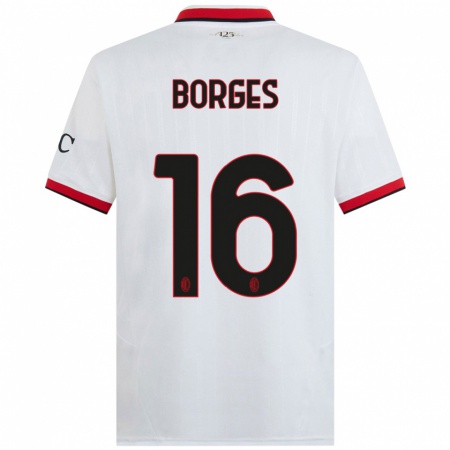 Kandiny Hombre Camiseta Lenny Borges #16 Blanco Negro Rojo 2ª Equipación 2024/25 La Camisa Chile