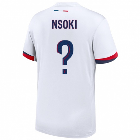 Kandiny Hombre Camiseta Noah Nsoki #0 Blanco Azul Rojo 2ª Equipación 2024/25 La Camisa Chile