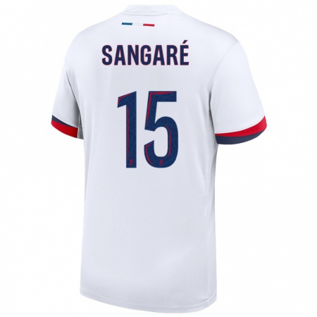 Kandiny Hombre Camiseta Mahamadou Sangaré #15 Blanco Azul Rojo 2ª Equipación 2024/25 La Camisa Chile