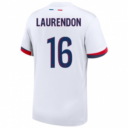 Kandiny Hombre Camiseta Bilal Laurendon #16 Blanco Azul Rojo 2ª Equipación 2024/25 La Camisa Chile