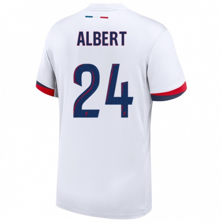 Kandiny Hombre Camiseta Korbin Albert #24 Blanco Azul Rojo 2ª Equipación 2024/25 La Camisa Chile