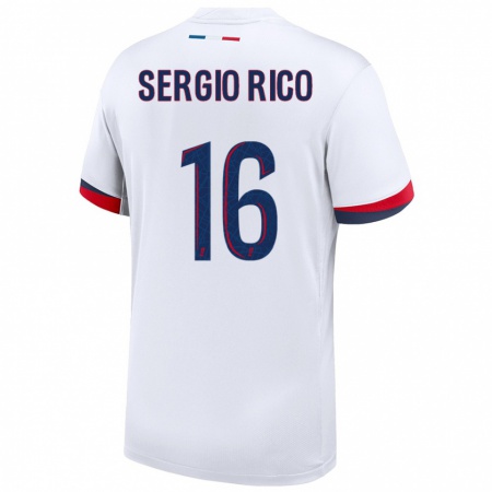 Kandiny Hombre Camiseta Sergio Rico #16 Blanco Azul Rojo 2ª Equipación 2024/25 La Camisa Chile