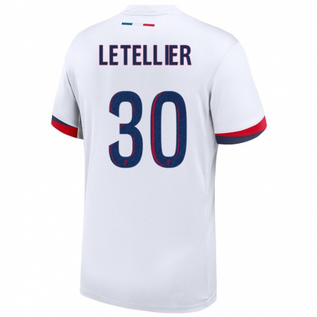 Kandiny Hombre Camiseta Alexandre Letellier #30 Blanco Azul Rojo 2ª Equipación 2024/25 La Camisa Chile