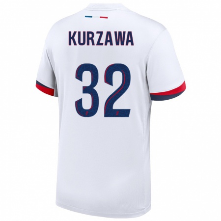 Kandiny Hombre Camiseta Layvin Kurzawa #32 Blanco Azul Rojo 2ª Equipación 2024/25 La Camisa Chile