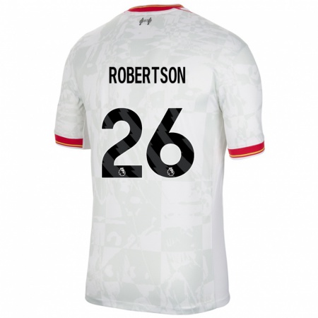 Kandiny Hombre Camiseta Andrew Robertson #26 Blanco Rojo Negro Equipación Tercera 2024/25 La Camisa Chile