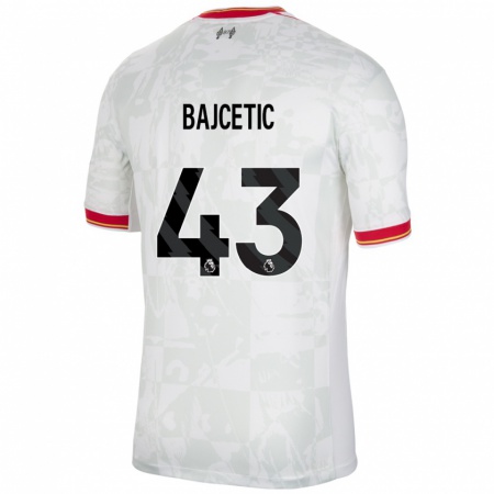 Kandiny Hombre Camiseta Stefan Bajcetic #43 Blanco Rojo Negro Equipación Tercera 2024/25 La Camisa Chile