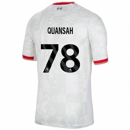 Kandiny Hombre Camiseta Jarell Quansah #78 Blanco Rojo Negro Equipación Tercera 2024/25 La Camisa Chile