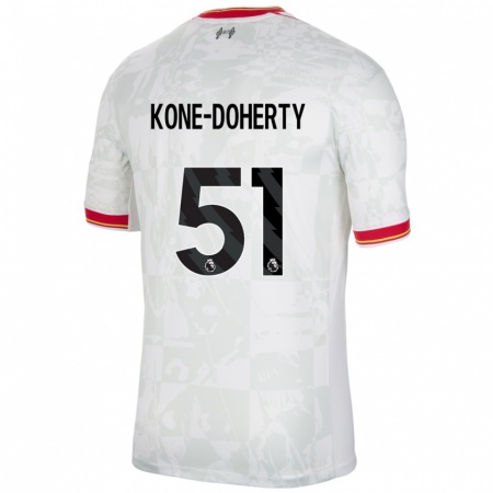 Kandiny Hombre Camiseta Trent Kone-Doherty #51 Blanco Rojo Negro Equipación Tercera 2024/25 La Camisa Chile