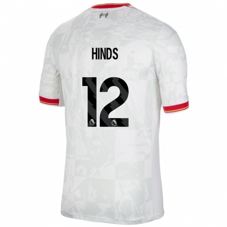 Kandiny Hombre Camiseta Taylor Hinds #12 Blanco Rojo Negro Equipación Tercera 2024/25 La Camisa Chile