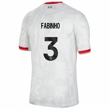 Kandiny Hombre Camiseta Fabinho #3 Blanco Rojo Negro Equipación Tercera 2024/25 La Camisa Chile