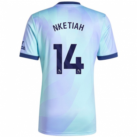 Kandiny Hombre Camiseta Eddie Nketiah #14 Agua Equipación Tercera 2024/25 La Camisa Chile