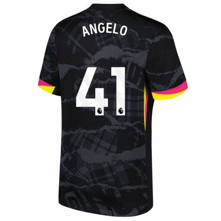 Kandiny Hombre Camiseta Ângelo #41 Negro Rosa Equipación Tercera 2024/25 La Camisa Chile