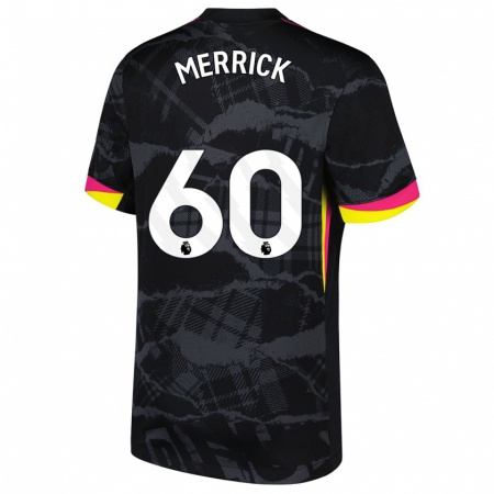 Kandiny Hombre Camiseta Max Merrick #60 Negro Rosa Equipación Tercera 2024/25 La Camisa Chile