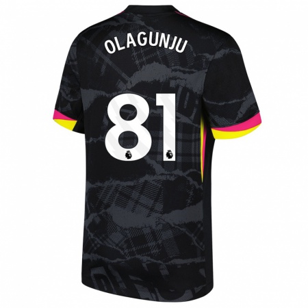 Kandiny Hombre Camiseta Saheed Olagunju #81 Negro Rosa Equipación Tercera 2024/25 La Camisa Chile