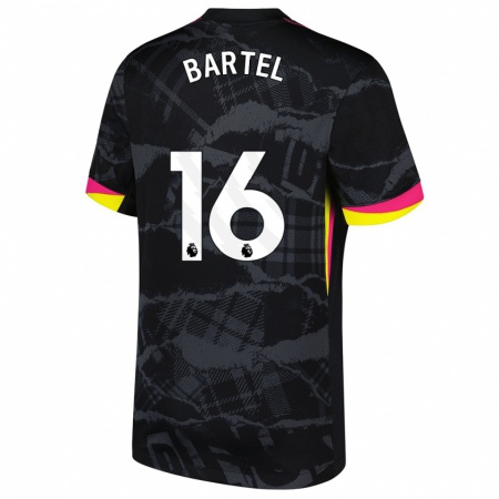 Kandiny Hombre Camiseta Júlia Bartel #16 Negro Rosa Equipación Tercera 2024/25 La Camisa Chile