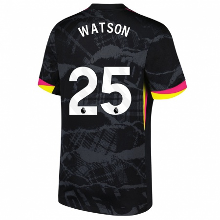 Kandiny Hombre Camiseta Lucy Watson #25 Negro Rosa Equipación Tercera 2024/25 La Camisa Chile