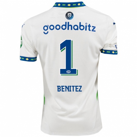 Kandiny Hombre Camiseta Walter Benítez #1 Blanco Azul Oscuro Equipación Tercera 2024/25 La Camisa Chile