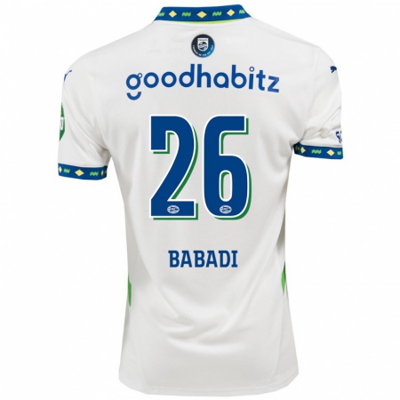 Kandiny Hombre Camiseta Isaac Babadi #26 Blanco Azul Oscuro Equipación Tercera 2024/25 La Camisa Chile