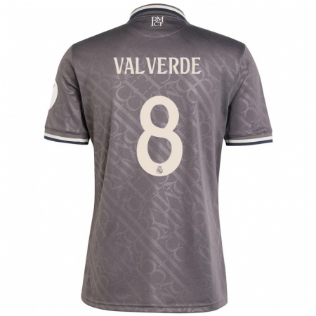 Kandiny Hombre Camiseta Federico Valverde #8 Carbón Equipación Tercera 2024/25 La Camisa Chile