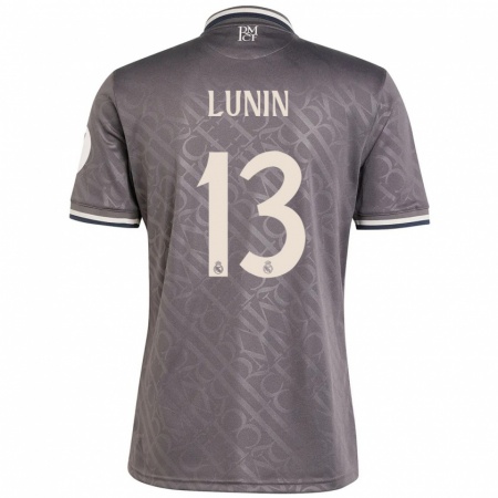 Kandiny Hombre Camiseta Andriy Lunin #13 Carbón Equipación Tercera 2024/25 La Camisa Chile