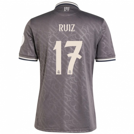 Kandiny Hombre Camiseta David Ruiz #17 Carbón Equipación Tercera 2024/25 La Camisa Chile