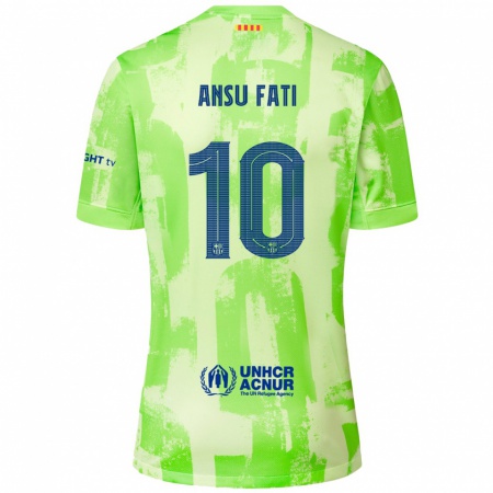 Kandiny Hombre Camiseta Ansu Fati #10 Lima Equipación Tercera 2024/25 La Camisa Chile