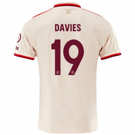 Kandiny Hombre Camiseta Alphonso Davies #19 Lino Equipación Tercera 2024/25 La Camisa Chile