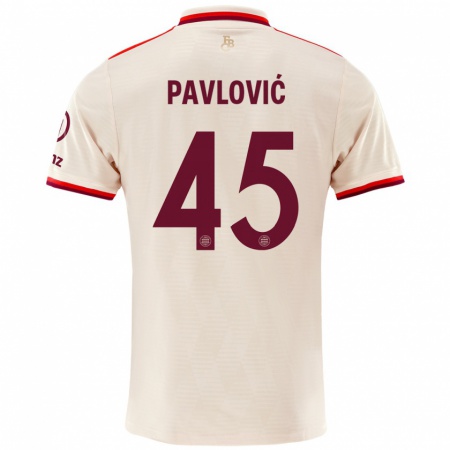 Kandiny Hombre Camiseta Aleksandar Pavlovic #45 Lino Equipación Tercera 2024/25 La Camisa Chile