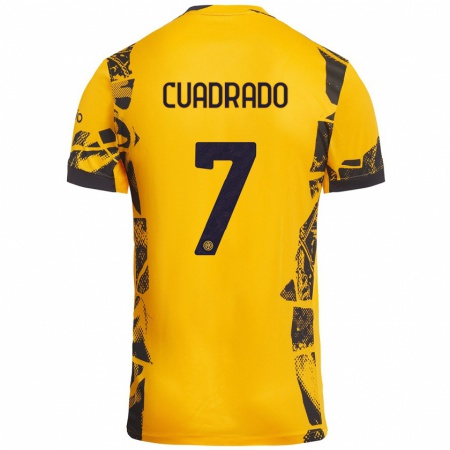 Kandiny Hombre Camiseta Juan Cuadrado #7 Dorado Negro Equipación Tercera 2024/25 La Camisa Chile