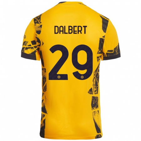 Kandiny Hombre Camiseta Dalbert #29 Dorado Negro Equipación Tercera 2024/25 La Camisa Chile