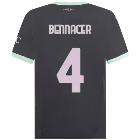 Kandiny Hombre Camiseta Ismaël Bennacer #4 Gris Equipación Tercera 2024/25 La Camisa Chile