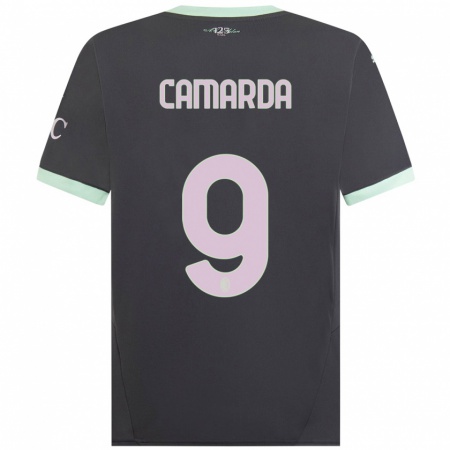 Kandiny Hombre Camiseta Francesco Camarda #9 Gris Equipación Tercera 2024/25 La Camisa Chile