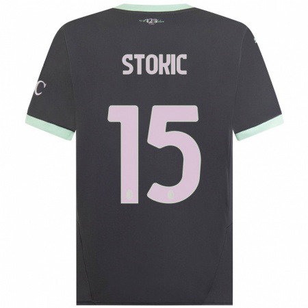 Kandiny Hombre Camiseta Sara Stokić #15 Gris Equipación Tercera 2024/25 La Camisa Chile